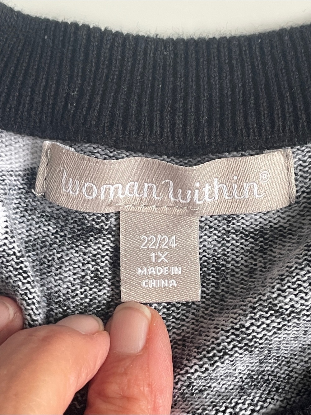 Woman Within Black & Gray Marled Button up - Picture 2 of 3